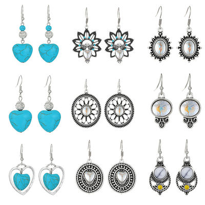 Fashion Irregular Geometric Spiral Line Turquoise Earrings For Women, Designer Earrings, European And American Cross-Border Foreign Trade Earrings Turquoise Earrings, European And American Retro