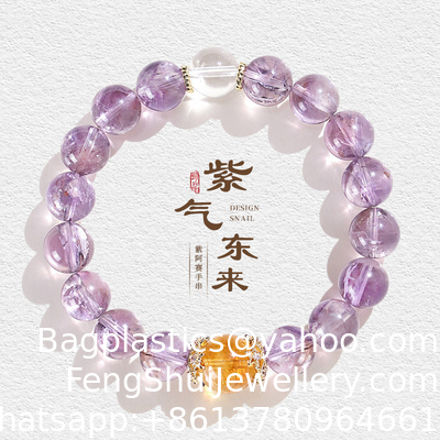 Buen precio Brazaletes de cristal natural para mujeres hombres de piedras preciosas con cuentas Brazaletes de cristal de estiramiento con cuentas redondas Brazaletes de joyería unisex Regalo en línea