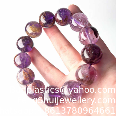 Ein guter Preis. Natürlicher Heilkristall 6/8/10mm Natürlicher Amethyst Phantom Amethyst Armband Großer Durchmesser Hochwertiger Glückskristall Armband Online