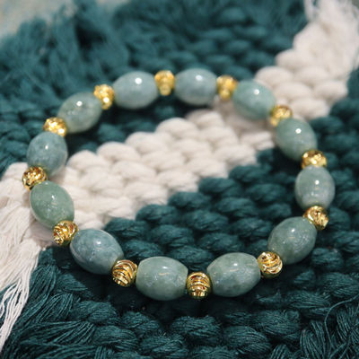 Good price Natural Jade Beads,Brass Plated 18k Gold Spacer Beads,DIY Stretch Bracelet With 6.5-8 Inch Hand Circumference,Gifts For Girlfriend online