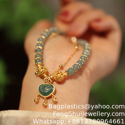 Bon prix Pendentif de sécurité en jade Hotan de luxe pour femmes, bijoux de bracelet, bracelet en perles d'eau douce naturelles et jade du Myanmar pour femmes, bijoux de mode, bracelet en pierre sculptée à la main en jade en ligne