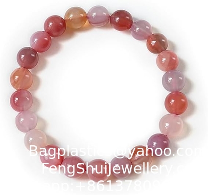 Ein guter Preis. Pink Agate Armband für Frauen - Feng Shui Liebe Energie Stretch Armband mit natürlichen Edelsteinen, Anziehen Glück & Segen Online