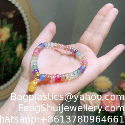 Ein guter Preis. Glück und Segen anziehen, Glück Pfirsichblüten Schmuck für den Sommer Selbstvertrauen und alltägliche Eleganz Lotus Pod Kristall Armband, chinesischer Feng Shui Glücksbringer Online