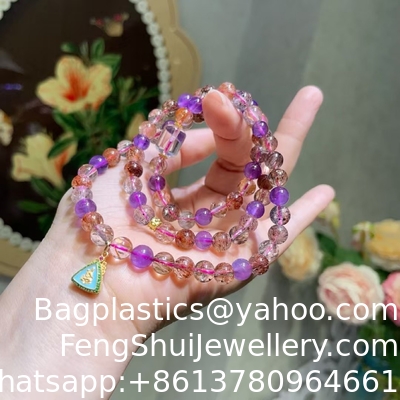 Ein guter Preis. Feng Shui Schmuck Super Seven Aquamarin Agat Ametrine Edelstein Mondstein Stein Perlen Schmuck Energie Kristall Perlen Armbänder Online
