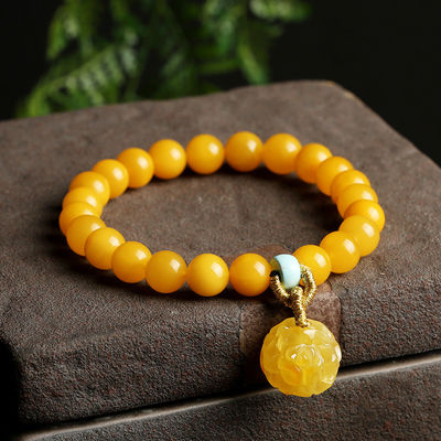 Good price Natural Amber Beads Healing Crystal Elastic Round Gemstone Beads Stretch Bracelets Jewellery Amber Beeswax Bracelet online