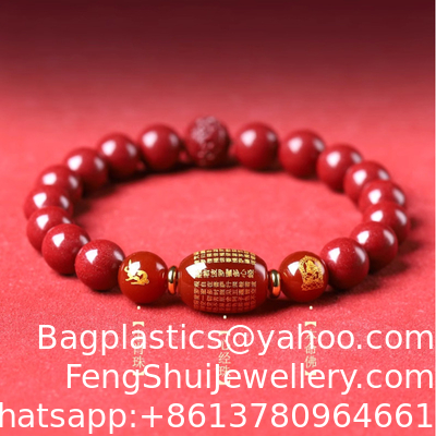 Buen precio Brazalete de Feng Shui de Cinnabar, un brazalete de la suerte que puede disipar los espíritus malignos de Tai Sui y ayudarle a evitar la mala suerte. en línea