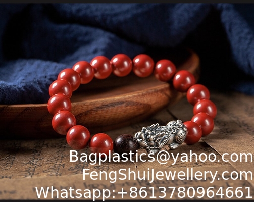 Buen precio Brazalete de riqueza Feng Shui Cinabar rojo cristal natural ónix alivio Reiki piedra curativa de doble protección original Brazalete de hilo rojo trae suerte prosperidad en línea