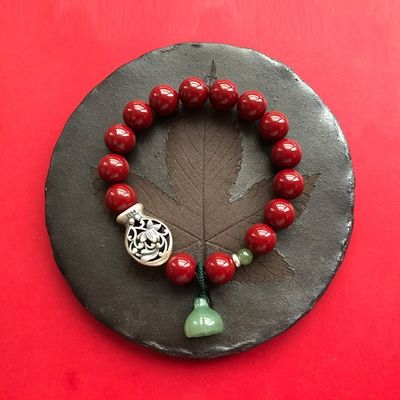 Good price Cinnabar Bracelet For Women – Feng Shui Red Jade Beads Handmade Bracelet With Enamel Decor – Good Luck & Abundance Protection Jewelry For Daily Wear online
