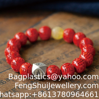 Buen precio Amuleto Feng Shui Pi Rojo Xiu Brazalete de Cinnabar Prosperidad Brazalete de cuentas rojas con encanto Pi Yao Piedra natural Brazalete de cuentas Atraer riqueza Dinero y buena suerte en línea
