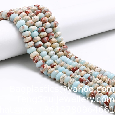 Buen precio 5x8mm natural azul claro azul acuático terra piedra de jaspe perlas suave Rondelle perlas de piedra preciosa para joyería hacer collar artesanas pulseras en línea