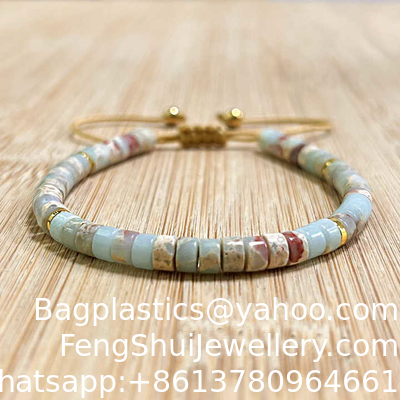 Ein guter Preis. Schöner Shoushan Jasper Armband Minimalistisch Naturstein Perlen, tibetischer Böhmischer handgefertigter Armband Böhmischer 2*4mm Runder Sediment Edelstein Heilband Geschenk Purpur Kaiserlicher Jasper Stein Online