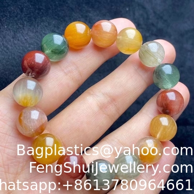 Good price Colorful Fengshui Natural Gold Rutilated Quartz Bracelet Women'S Citrine Yellow Hair Crystal Multi-Wrap Men'S And Titanium Plate Rutile Orn online