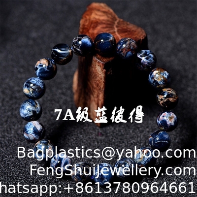 Buen precio Pulsera de cuentas redondas de piedra Pietersita azul natural de alta calidad, gema de piedra de tormenta, joyería para hombres y mujeres con el mejor precio en línea