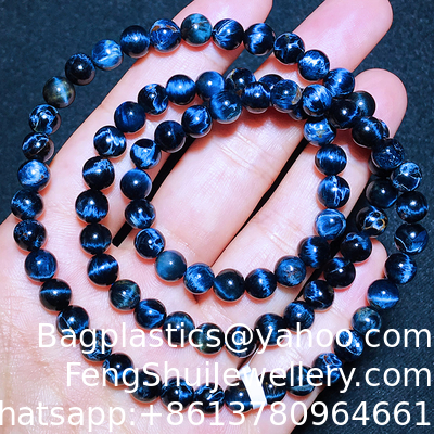 Buen precio Mujeres Hombres Energía Ágata Joyería Parejas Regalo Verdaderas Gemas Energéticas Armbandos Elásticos Unico Hecho a Mano Natural Piedra Peter Pietersite Brazaletes de Perlas Redondas en línea