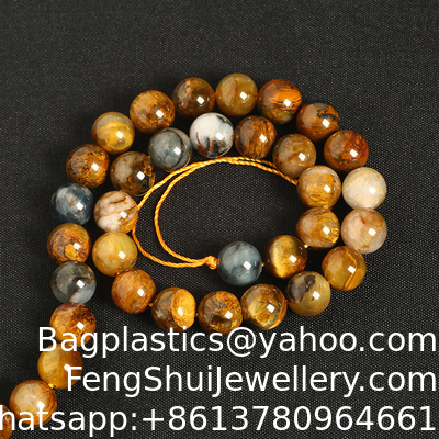 Buen precio Alta calidad Oro natural Pietersite Piedra de cuentas sueltas Pietersite Brazalete de piedras preciosas naturales Brazaletes de cristal de cuentas de estiramiento ajustable Brazalete de curación hecha a mano Joyería Mujeres Regalos en línea