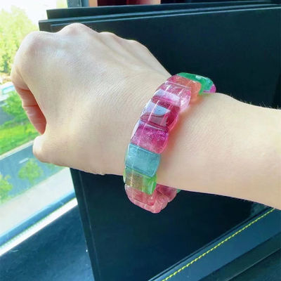 Good price Natural Tourmaline Stone Pearl Beaded Fashion Colorful Bead Bracelets Bangle Wholesale Women Healing Charm Jewelry online