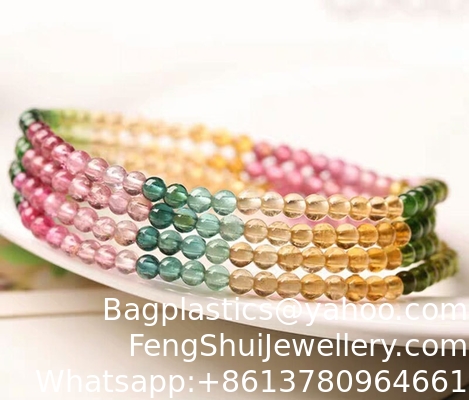 Good price Natural Healing Gemstone Small Beads Candy Color Crystal Tourmaline Bracelet For Jewelry Gifts Crystal Jewelry Natural Brazilian Watermelon Tourmaline Bracelet Women's Transparent Glass Macaron Color online