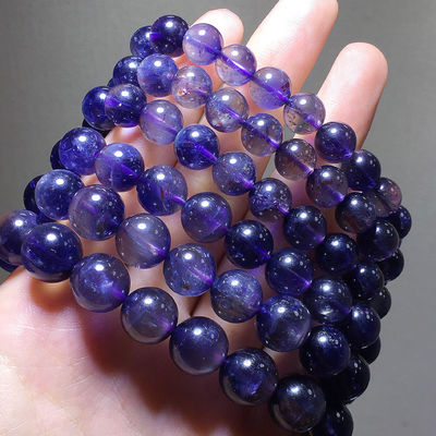 Ein guter Preis. Natürliches violettes altes Minenblau Kristall Armband lila blaue runde Perlen einzelner Kreis Saphir Armband Blutfleck Violett Online