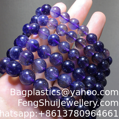 Good price Natural Violet Old Mine Blue Crystal Bracelet Purple Blue Round Beads Single Circle Sapphire Bracelet Blood Spot Violet online