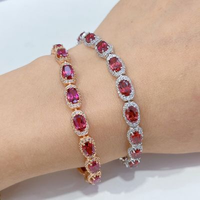 Ein guter Preis. Feng Shui Reinigung JINGHUA Energie Schutz Glück Neues S925 Silber Platin Rosegold Inlay Magnesium Aluminium Granat Armband 4*6mm Gesamtlänge 19cm Online
