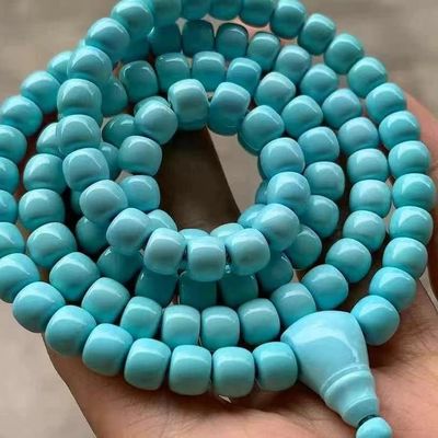 Bon prix Perles bouddhistes de style ancien turquoise d'origine, matériau fin, porcelaine de haute qualité Perles bouddhistes de style ancien turquoise, matériau pur de haute porcelaine gelée, perles bouddhistes de porcelaine turquoise en ligne
