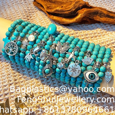 Good price Bohemian Turquoise Beaded Bracelet Ethnic Cross Starfish Turtle Bracelet European And American Turquoise Bracelet online