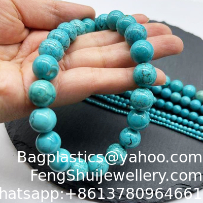 Bon prix Turquoise naturel 10MM925 Perles d'argent Bracelet Punk Hip-Hop Personnalité tendance européenne et américaine Hommes et femmes Kroro Perles d'argent Bracelet Punk rétro Personnalité tendance bijoux à la main en ligne