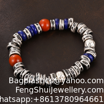 Bon prix bijoux en argent d'époque, perles en argent, bracelets à la mode pour hommes, bracelets en argent d'époque 925 faits à la main, turquoise rouge naturel en ligne