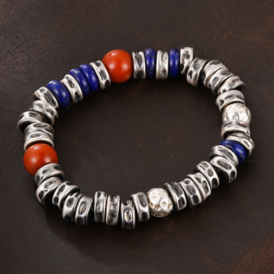 Bon prix Original Vintage Silver Jewelry, Silver Beads, Fashionable Bracelets For Men Original Handmade 925 Sterling Silver Bracelets, Natural Red Turquoise, Handmade Silver Winding en ligne
