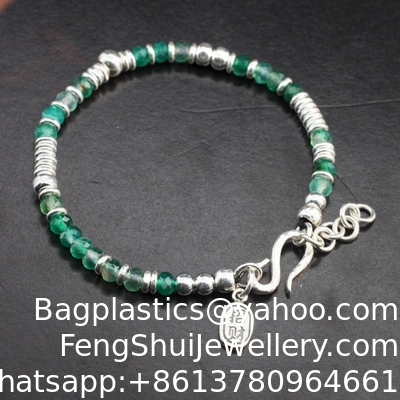 Bon prix 925 Argent Sterling Bracelet en verre ancien à main martelé Perles d'espace en argent rétro Tibétain Nomade Bracelet tissé Courage Et Coeur Agate Turquoise Original Design fait à la main Enroulement tissé à la main Br en ligne