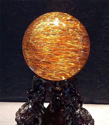 Good price Natural Titanium Crystal Flower Transfer Ball Titanium Crystal Ball Plate Titanium Shunfa Crystal Ball Titanium Crystal Crystal Raw Stone Ornaments online