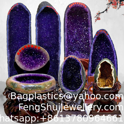 Ein guter Preis. Natürliche Amethyst-Höhlenornamente Brasilien Uruguay Füllhorn Dinosaurier-Ei Geldsack Büroeröffnung Geschenk Kristallornamente Online