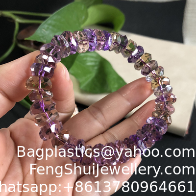 Ein guter Preis. Natürliches Kristallarmband zum Schutz vor dem Teufel, Kommunikation mit Aquamarin, Liebe und Harmonie, rosa Kristall, Emotion, Amethyst-Ametrin-Perlen-Facettarmband Online
