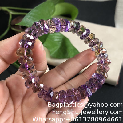 Buen precio Pulsera de Cristal Natural para Proteger del Mal, Comunicarse con la Aguamarina, Amor y Armonía, Cristal Rosa, Emoción, Pulsera Facetada de Cuentas de Amatista Ametrina en línea