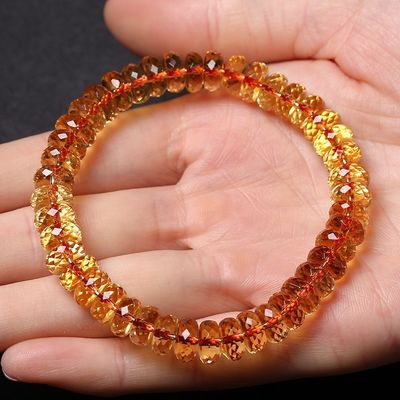 Good price Natural Brazilian Yellow Crystal Bracelet Cut Faceted Faceted Polished Bracelet Men And Women Ring Grade Deep Orange online