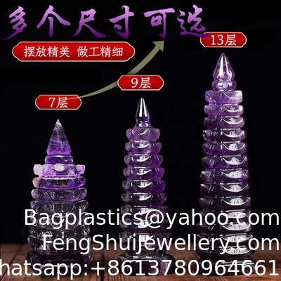 Buen precio Ametista natural Ornamentación de la torre Wenchang de nueve pisos Ornamentación de la habitación de la sala de estar en línea