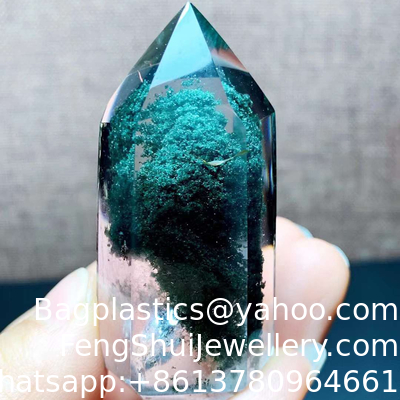 Good price Natural Brazilian Green Ghost Water Drop Pyramid Emerald Green Ghost Original Stone Ornaments Full Inclusion Cornucopia Thousand-Layer Mountain online