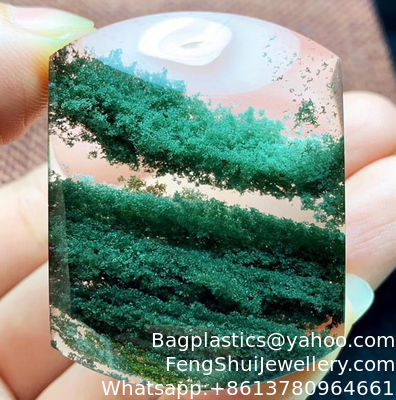 Bon prix Pendentif en cristal de pierre fantôme verte naturelle Feng Shui porte-bonheur, pierre fantôme couleur fantôme, corne d'abondance, Jewelrye de montagne à mille couches en ligne