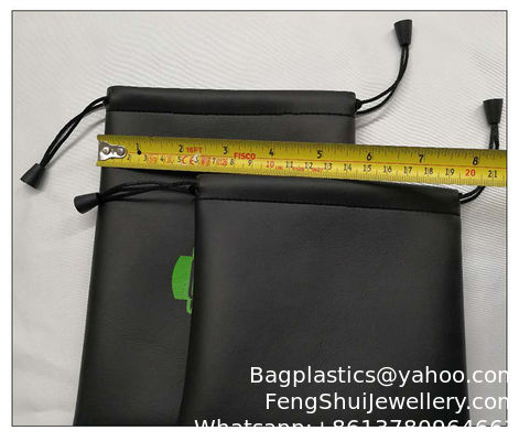 Bon prix Les fabricants fournissent un sac en PU noir à cordon de serrage, un sac de rangement pour câble de casque et de données respectueux de l'environnement, pouvant être utilisé comme sac de rangement pour shrapnel en PU en ligne