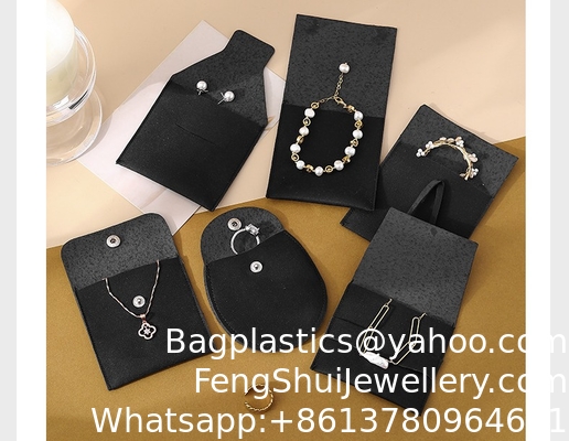 Good price Environmentally Friendly Customized LOGO Black Velvet Bag Jewelry Snap Button Bag Thickened Velvet Ring Jewelry Storage Bag online