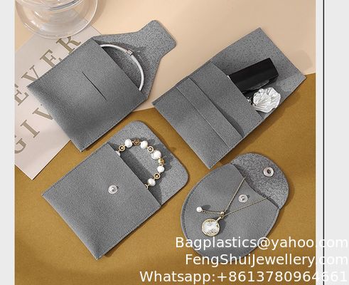Buen precio Energía de moda Logotipo personalizado Bolso de franela gris Bolso de tela espeso de microfibra anillo de franela Bolso de almacenamiento de joyas en línea
