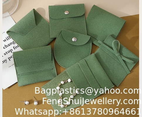 Good price Luxury bag Customized LOGO Green Flannel Anti-Oxidation Jewelry Bag Thickened Microfiber Jewelry Bag Ring Storage Bag online