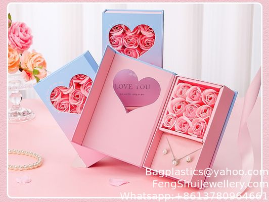 Buen precio Caja de regalo de joyería abatible del Día de San Valentín chino, caja de joyería del Día de San Valentín, caja de regalo de nueve rosas, caja de embalaje de joyería de flores eternas en línea