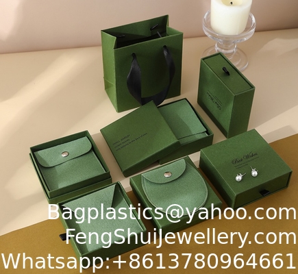 Good price Batch Customized LOGO Kapok Green Jewelry Storage Drawer Box Velvet Bag Set Light Luxury World Cover Jewelry Packaging Box online