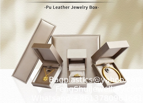 Good price High-Grade Gold Label PU Jewelry Box Ring Box Bracelet Pendant Necklace Packaging Box Jewelry Packaging Box Customization online