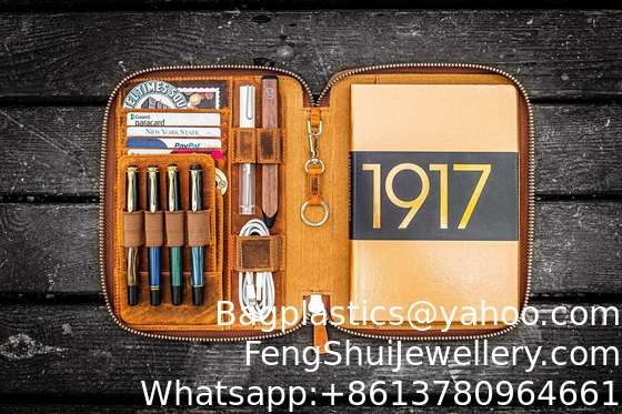 Good price Toiletry Bag, Factory Supply A5 Zipper Bag First Layer Cowhide Crazy Horse Series Folder Manager Folder Large Capacity Business Bag online