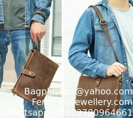 Bon prix Pochette homme en cuir de vachette véritable Crazy Horse, grand capacité, portefeuille, rétro européen et américain, sac bandoulière, sac à bandoulière pour téléphone portable pour homme en ligne