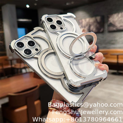 Bon prix Coque de téléphone portable Apple 16 en métal magnétique, iPhone 17, bordure sans bord, support rotatif à 360 degrés, 15p, protection intégrale en ligne