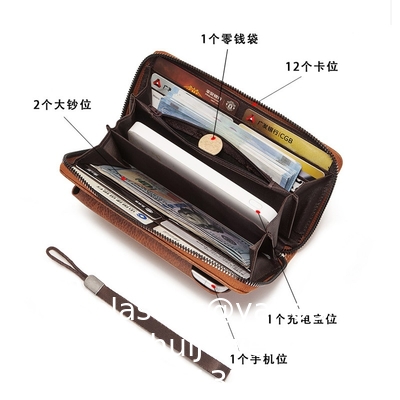 Bon prix Long Wallet Business Cross-Border Clutch Bag Men PU Multi-Card Slot Wallet Large Capacity Portable Mobile Phone Bag Wholesale en ligne