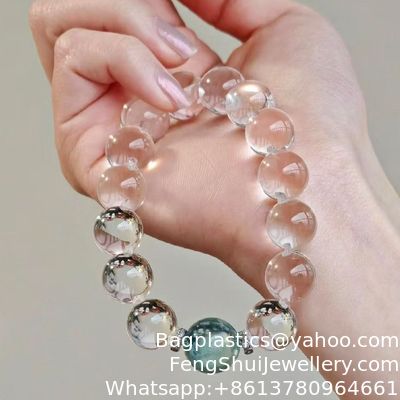 Buen precio Cristal de cabello fantasma natural Cristal de cabello plateado Doble punta Ligero Lujo Pulsera femenina de alta gama Cristal blanco Aguamarina Pulsera de cristal Modelo para parejas simple para hombres y mujeres Venta al por mayor Ligero Lujo en línea
